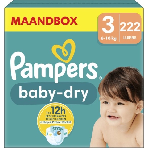 Pampers Baby-Dry - Maat 3 (6kg - 10kg) - 222 Luiers - Maandbox