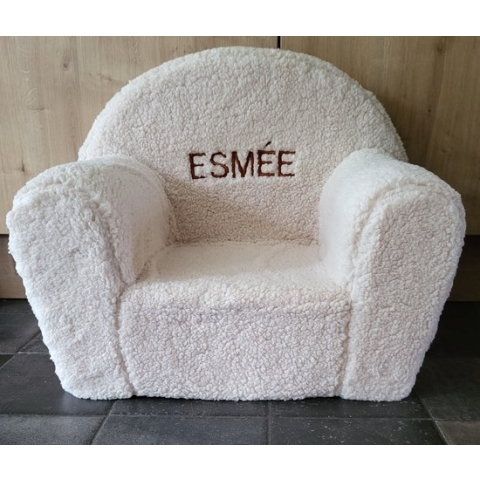 ecru teddy kinderstoel/fauteuil/met geborduurde naam/gepersonaliseerd/stoel voor kids