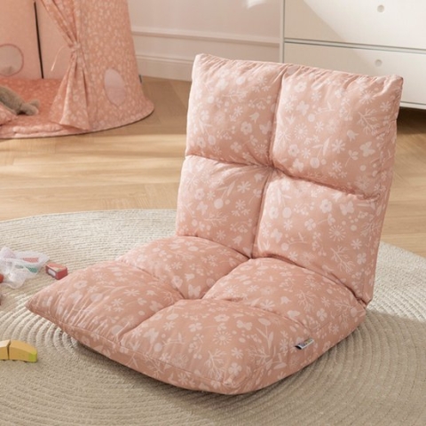 howa 2 in 1 Kinderfauteuil + Kinderlounger Vloerstoel vor Kinderen - 6-voudig verstelbare rugleuning "flowers" 86012