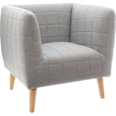 Atmosphera Gewatteerde fauteuil grijs voor kinderkamer H 47 cm - Zithoogte 28 cm - Zetel - Op pootjes