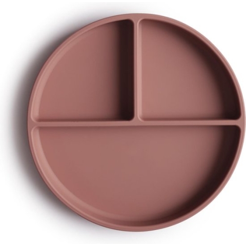Mushie siliconen verdeelbord met zuignap|Cloudy mauve|bpa free|Kinderservies |