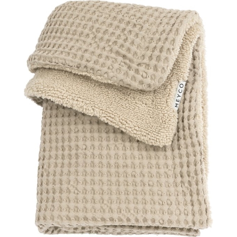 Meyco Baby Wafel Teddy wiegdeken - sand - 75x100cm
