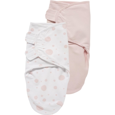 Meyco Baby Dots/Uni swaddlemeyco inbakerdoek - 2-pack - pink/light pink - 0-3 maanden