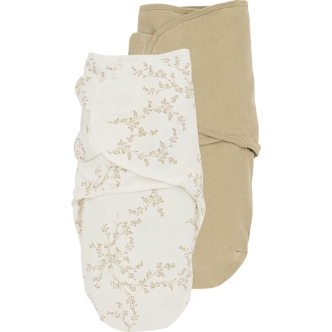 Meyco Baby Branches/Uni swaddlemeyco inbakerdoek - 2-pack - sand - 0-3 maanden