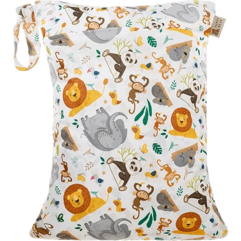 HappyBear Wetbag - Wilde Dieren | Waterdichte opbergtas - luiers - 2 vakken - 30cm x 40cm