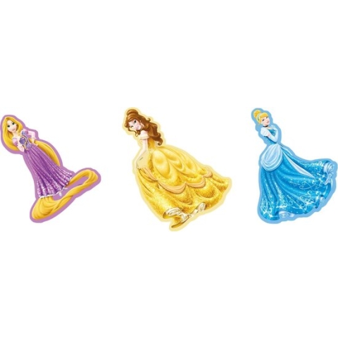 Disney Princess - Foam Muurstickers 3 stuks - Geel/roze/blauw - 30x30 cm
