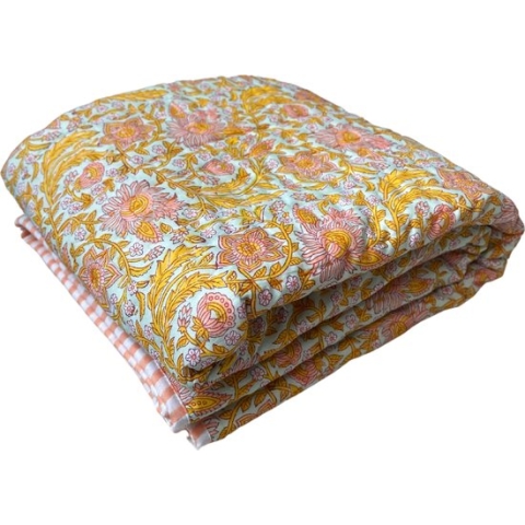 Handgemaakt Floral Pop babydeken | wiegdeken | ledikantdeken - bloemenprint - Unknown Stories