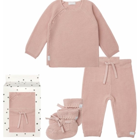 Noppies - Cadeausetje - Newborn - Cadeaudoosje met Kledingset - Kraamcadeau - Babyshower - 3delig - Broek Grover - Trui Pino - Slofjes Nelson - Rose Smoke - Maat 50