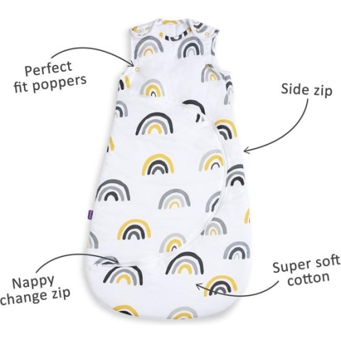 SnuzPouch Sleeping Bag 2.5 Tog – Mustard Rainbow 0-6m