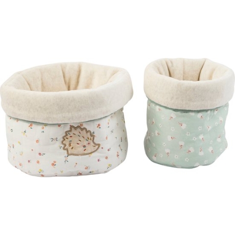 Nattou Mila, Lana en Zoe - Set van 2 Opbergmandjes - 20x20 cm - Licht Salie Groen