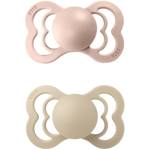 BiBS - Supreme Collection - Stage 1 Fopspeen - 0/6 maanden - 2 stuks - Ivory / Blush
