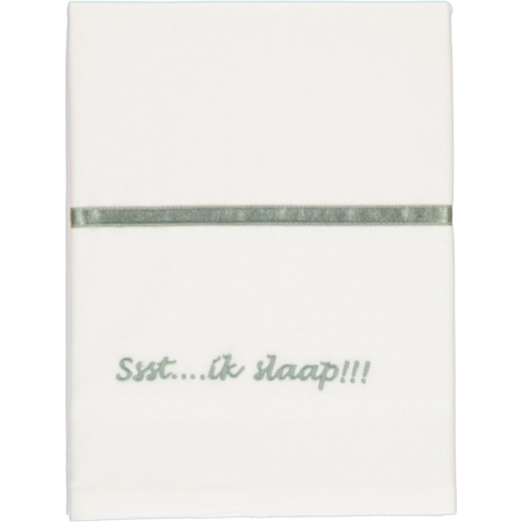 Briljant Baby Laken Wieg Ssst …. ik slaap - 75x100 - borduur - Groen