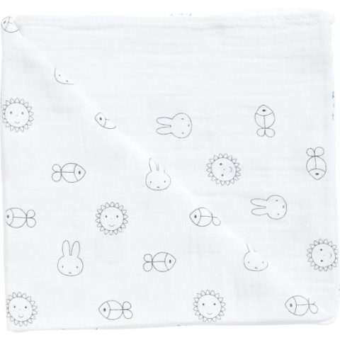 Nijntje swaddle, omslagdoek wit, maat 120*120 cm
