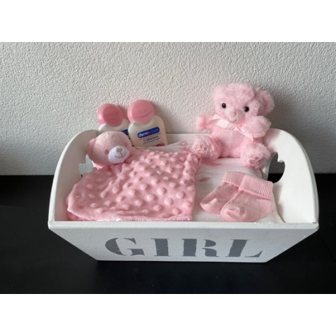 Kraamcadeau Beertje Soft Touch Roze Meisje + Dermocare