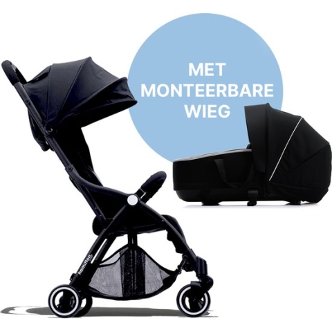 Hamilton by Yoop S1 Plus Buggy met monteerbare Premium Wieg – Nieuwer en Hoger 2023 model - Stroller met MagicFold™ Technologie – Zwart/Antraciet - Licht, Verstelbaar, Wendbaar - Geschikt van 0 maanden tot 4 jaar