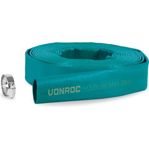 VONROC Dompelpomp afvoerslang - Persslang - Plat – Universeel - 10m x 32mm