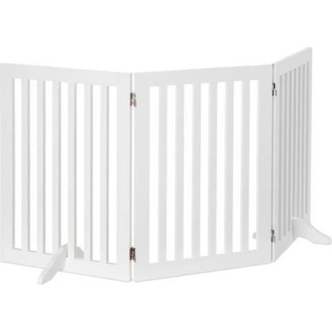 Relaxdays kinderhekje zonder boren - hondenhek binnen - haardhek - wit - MDF - 70 cm hoog - 3 panelen
