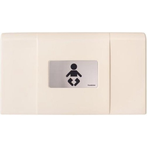 Foundations Ultra 200-EH baby verschoontafel van kunststof in Crème – opklapbaar met wandmontage - Inclusief ingebouwde dispenser en dubbele tassenhaken