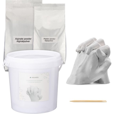 Navaris 3D gipsafdruk voor 2 tot 3 handen - Bodycasting set - Voor koppels en families - pH-neutraal en huidvriendelijk - Handafruk in gips
