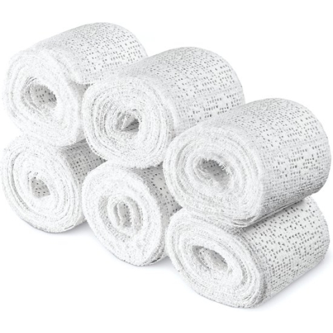 Navaris gipsverband kit - Huidvriendelijk gipsbuik pakket - Voor kunst, handvaardigheid, modelbouw en mallen - Set van 6 rollen - 3 m x 5 cm