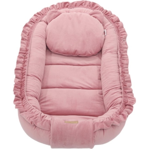Babynestje - GLAMOUR - Babynest SET met kussen - VELVET - Roze