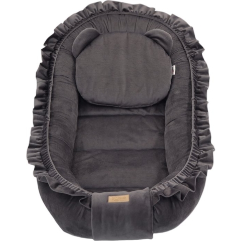 Babynestje - GLAMOUR - Babynest SET met kussen - VELVET - Grijs