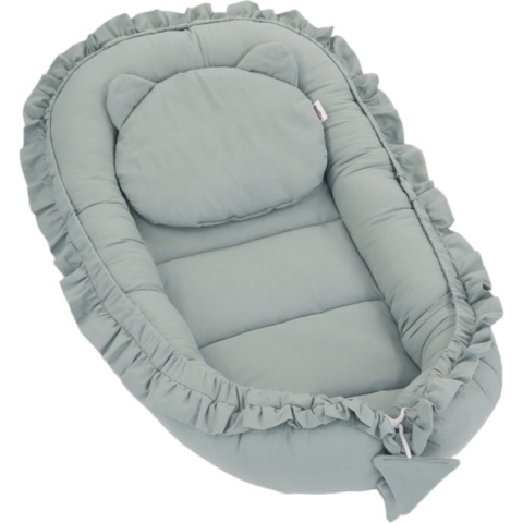 Babynestje - FRILL - Babynest SET met kussen - Groen