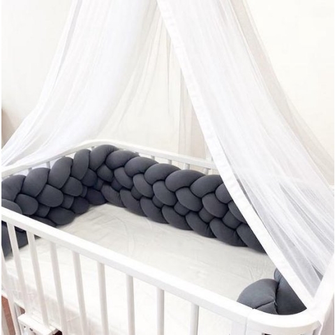 Bedbumper BabyRace - bedomrander vlecht vorm - Antraciet