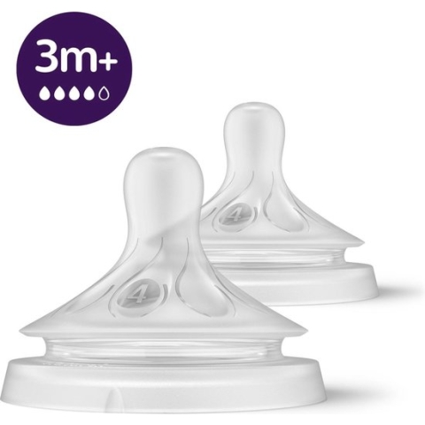 Philips Avent Natuurlijke Zuigreflex – Snelheid 4, 3+ maanden, 2 stuks - SCY964/02 - Flesspenen