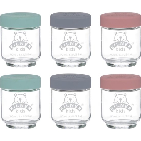 Kilner - Set van 6 voorraadpotten voor babyvoeding - Glas - Silicone deksels - 6 x 190 ml