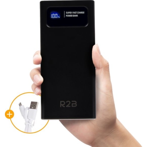 R2B® Powerbank 20.000 mAh - 4 tot 6 keer opladen - USB, USB C & Micro USB - Snellader & LED Display - Powerbank iPhone - Powerbank Samsung - Powerbanks