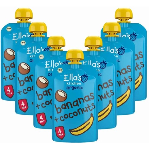 7x Ella's kitchen Knijpzakje 4+ m Banaan Kokos 120 gr