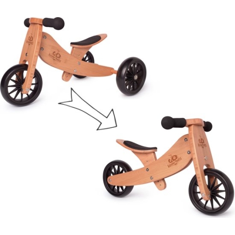 Kinderfeets 2-in-1 houten loopfiets & driewieler vanaf 1 jaar Tiny Tot - Bamboe