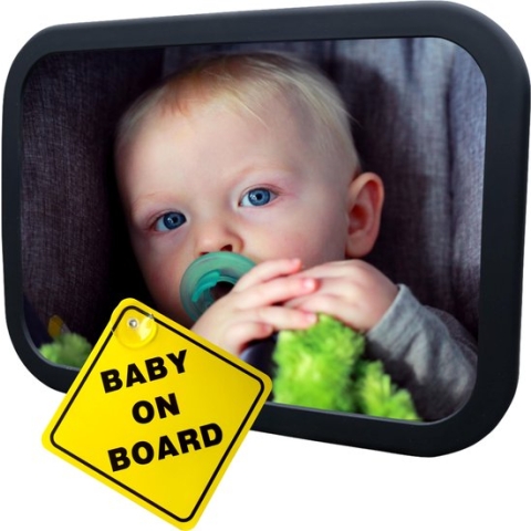 Flouer Autospiegel Baby met Autosticker - Achterbank Spiegel - Baby Spiegel Auto - Achteruitkijkspiegel - Baby Autospiegel - Maxi Cosi Spiegel - Verstelbaar
