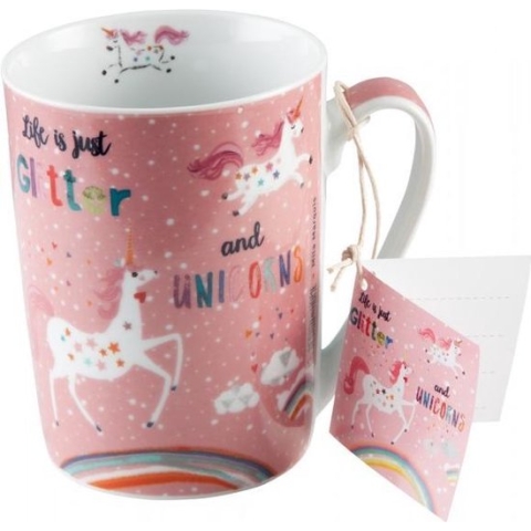 PFIFF Beker/mok 'Glitter&Unicorns' one size roze