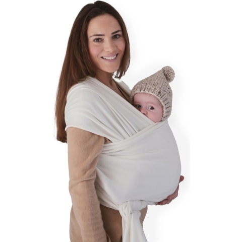 Mushie - Baby wikkeldoek - Baby Wrap Carrier - Ivory - Baby Draagdoek Gebroken Wit