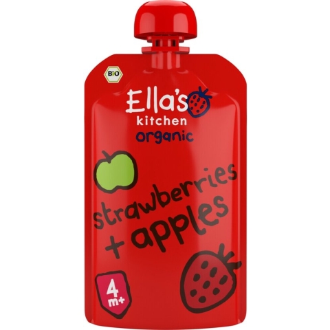 7x Ella's kitchen Knijpzakje 4+ m Appel Aardbei 120 gr