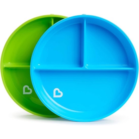 Munchkin 2 pk  bordjes met zuignap/suction plates blauw/groen