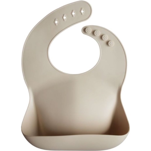 Mushie Siliconen Baby Slabbetje met Opvangbakje | Shifting Sand | BPA ftalaatvrij| afwasbaar