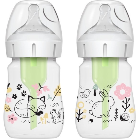 Dr. Brown's Options+ Anti-Colic Babyfles - Brede halsfles - 150ml - Bos - 2 stuks