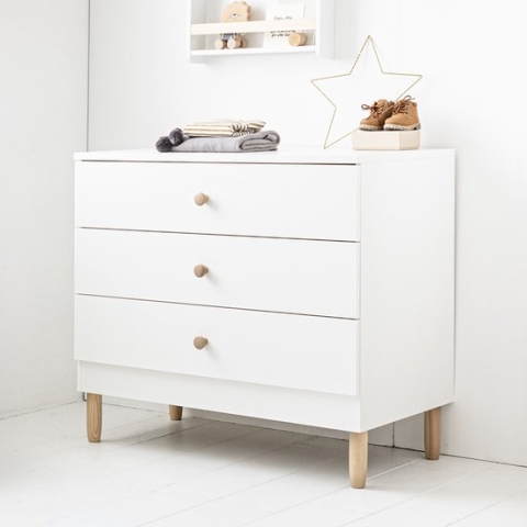 Petite Amélie ® Commode Kast Baby - Verzorgingstafel met veel (opberg)ruimte - Wit - Conform door 100 cm breedte - Laden openen & sluiten automatisch door Soft Close - H.90x B.100x D.55 cm