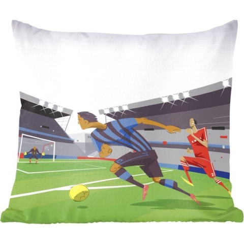 Sierkussen - Spelers Die Voetballen In Een Stadion - Multicolor - 60 Cm X 60 Cm