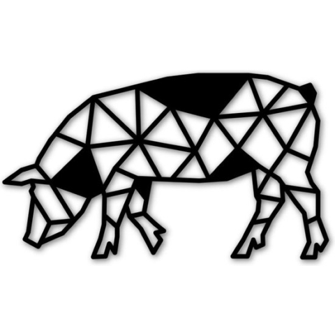 Houten Dierenkop - Varken - Mega, Zwart MDF