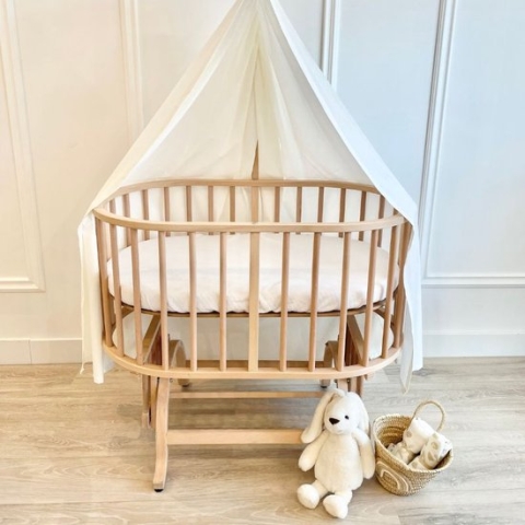 BabyRace - Ovaal wiegje - beukenhout - inclusief matras