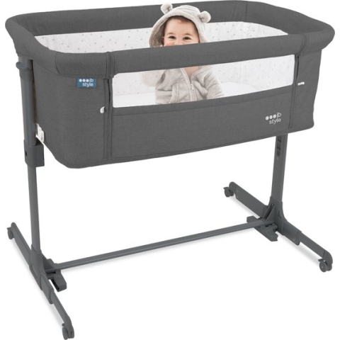 ib style® Aluna Baby Bed - Co-Sleeper - Reisbedje met Tas - Wieg - Hoogteverstelbaar - Inklapbaar - Met Matras - Donkergrijs