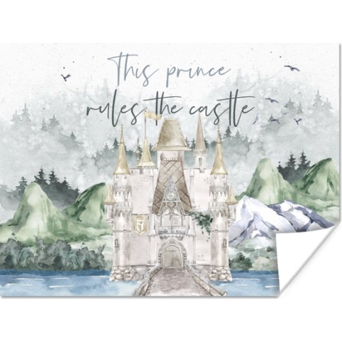 Poster Quotes - Spreuken - Kinderen - This prince rules the castle - Kids - Baby - Boys - 160x120 cm XXL - Poster Babykamer