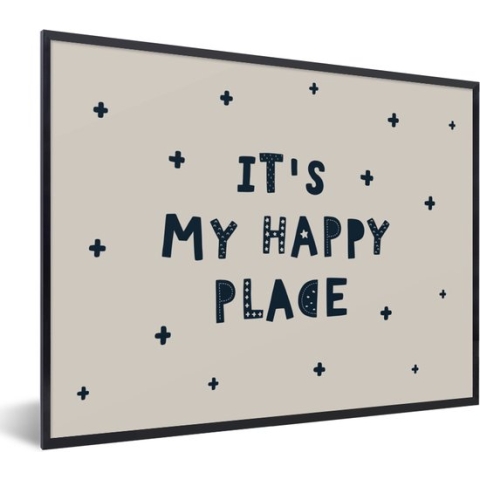 Fotolijst incl. Poster - Spreuken - Quotes - It's my happy place - Baby - Kids - Kinderen - 80x60 cm - Posterlijst
