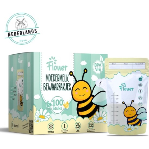 Flouer Moedermelk Bewaarzakjes met Schenktuit - Extra Groot - 240 ml - 100 Stuks - Borstvoeding Bewaarzakje - Borstvoeding Zakjes