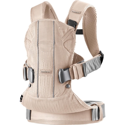 BabyBjörn Draagzak One Air - 3D Mesh - Parelroze - Buikdrager - Rugdrager – Ergonomisch – Ademend