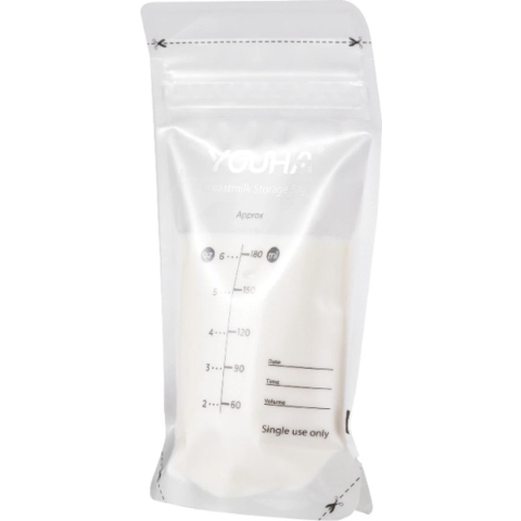 Youha® Moedermelk bewaarzakjes - 180 ML - Makkelijk schenkbaar - Borstvoeding bewaarzakjes - Met sluitstrip - Vriezer bewaarzakjes - BPA Vrij - 50 stuks